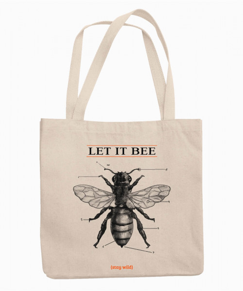 Let it bee - Βαμβακερή Τσάντα σε Μπέζ χρώμα Let it bee - Βαμβακερή Τσάντα σε Μπέζ χρώμα