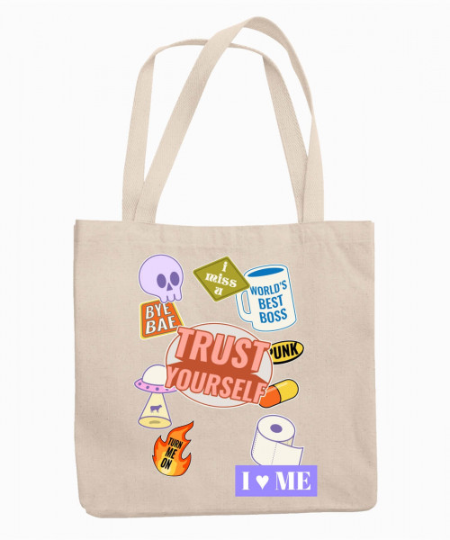 Trust yourself Βαμβακερή Τσάντα σε Μπέζ χρώμα Trust yourself Βαμβακερή Τσάντα σε Μπέζ χρώμα