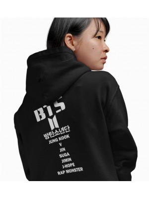 BTS - Names φούτερ με κουκούλα σε μαύρο Unisex BTS - Names φούτερ με κουκούλα σε μαύρο Unisex