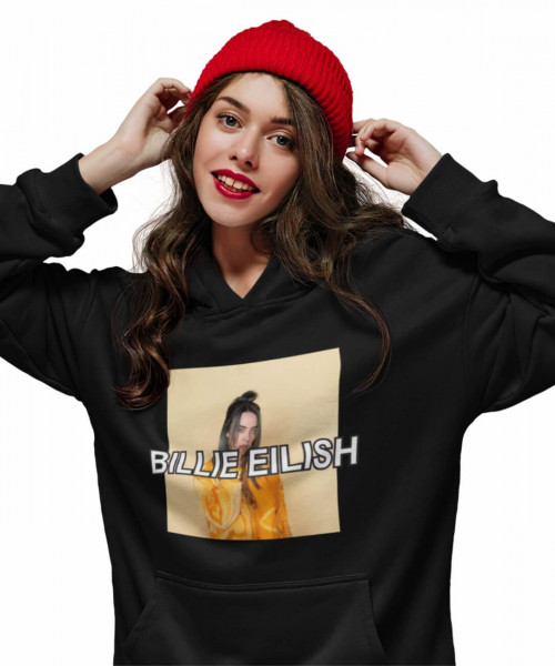 Billie Eilish Μαύρο Φούτερ με κουκούλα Unisex Billie Eilish Μαύρο Φούτερ με κουκούλα Unisex